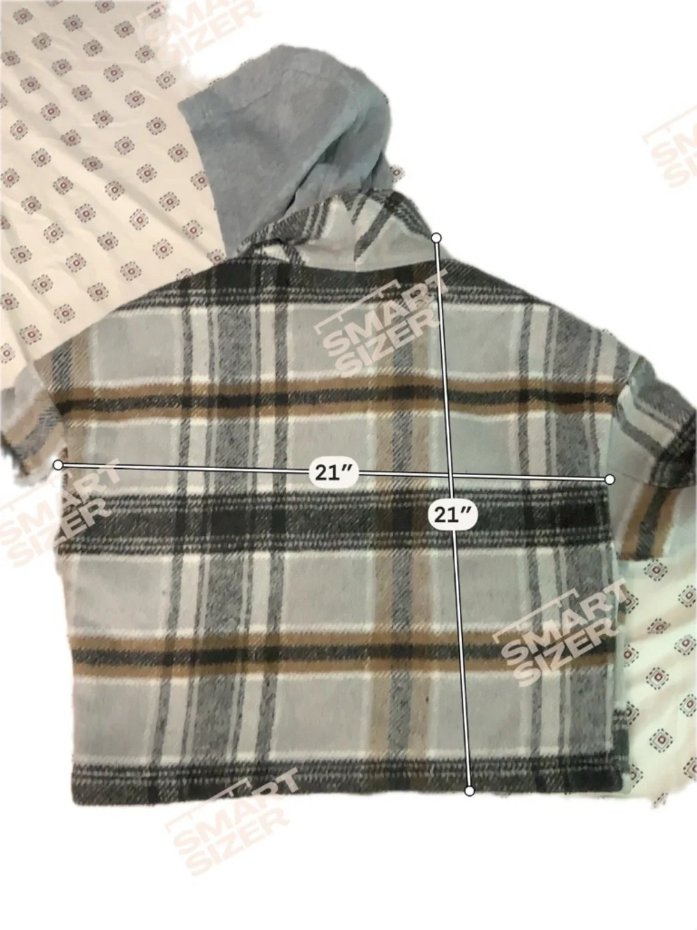 Ci Sono Men's Plaid Collection Cropped Jacket Small Flannel Pocket Hoodie Grey